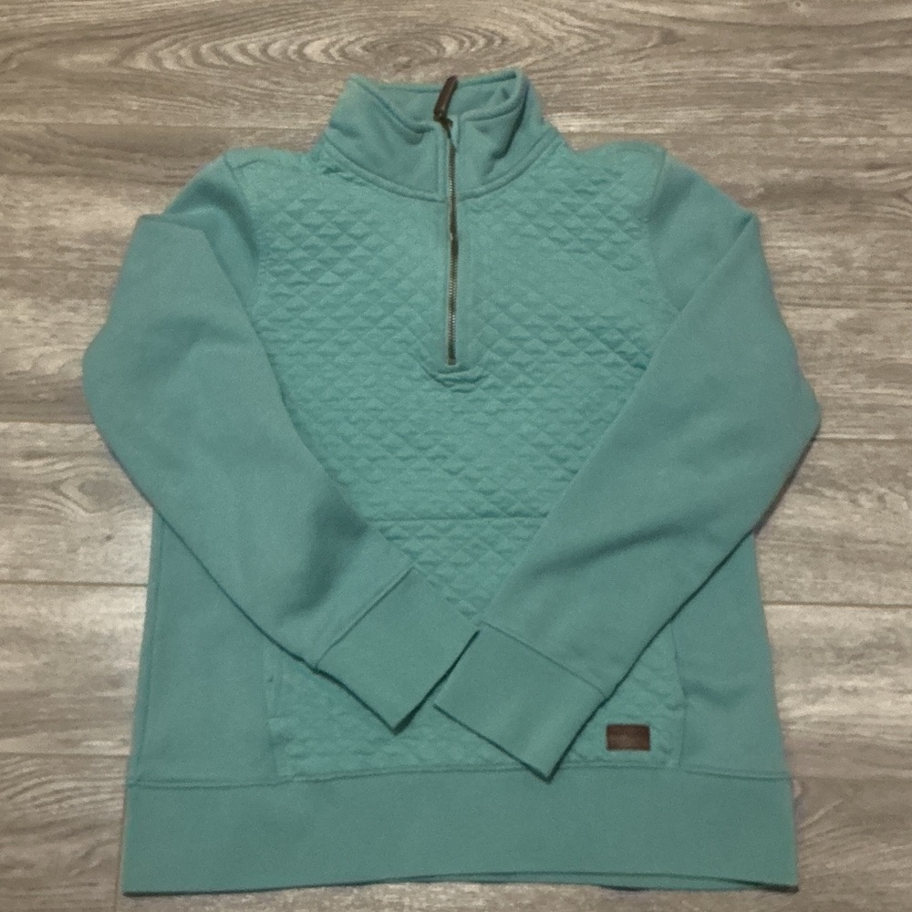 Women’s L.L. Bean Teal Quilted Quarter Zip Pullover